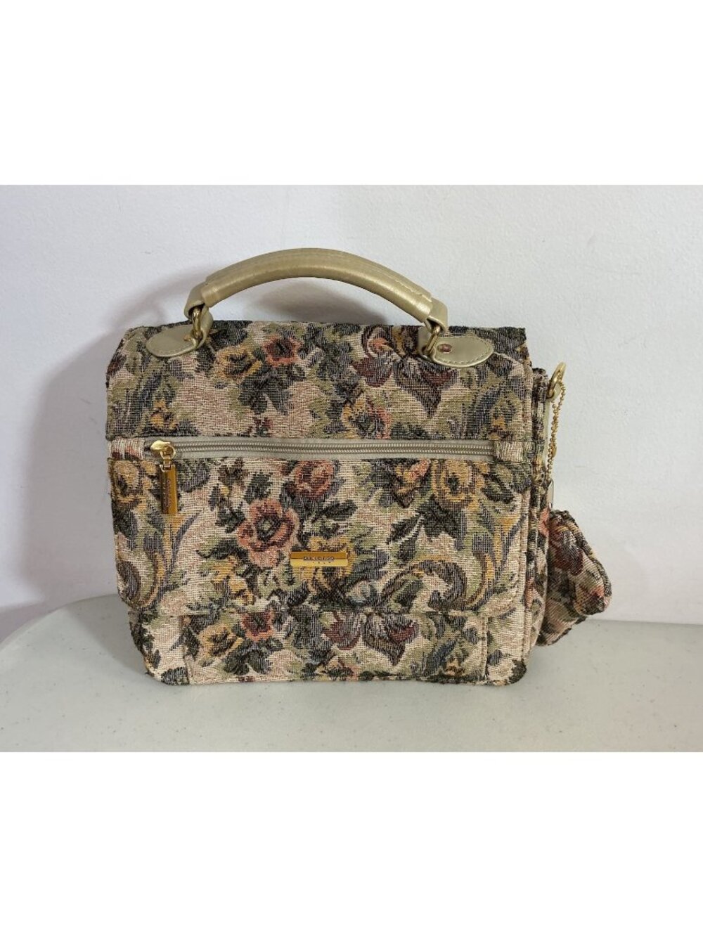 Vintage Floral Tapestry Tote Bag Satchel Made in Italy